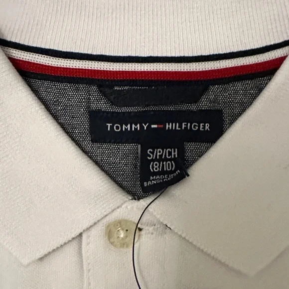 Tommy Hilfiger Boy’s Polo in White and Red - Picture 3 of 4